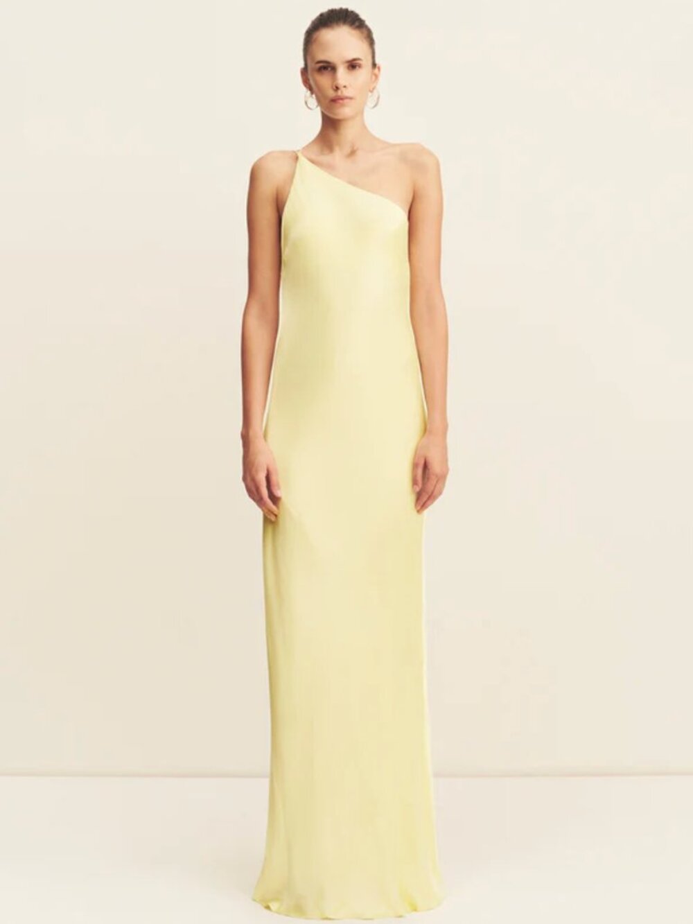 La Lune One Shoulder Cowl Back Maxi Dress Yellow Size 2